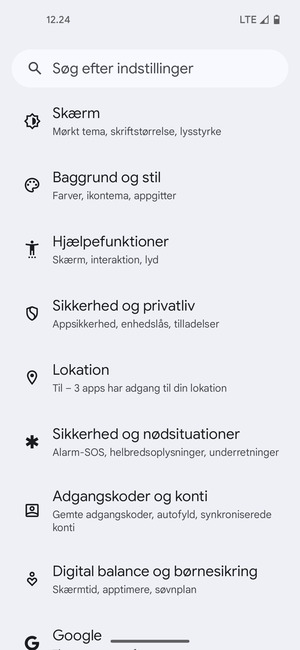 Scroll til og vælg Lokation