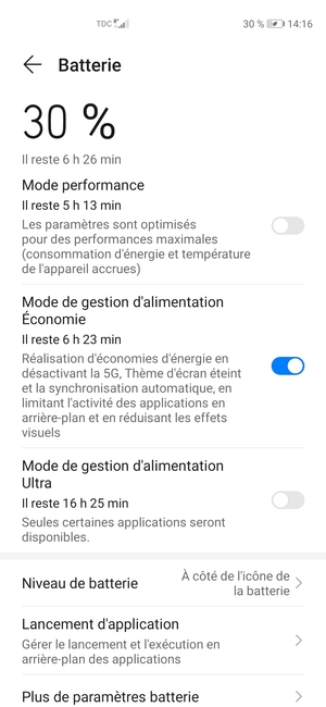 Activez Mode de gestion d'alimentation Ultra