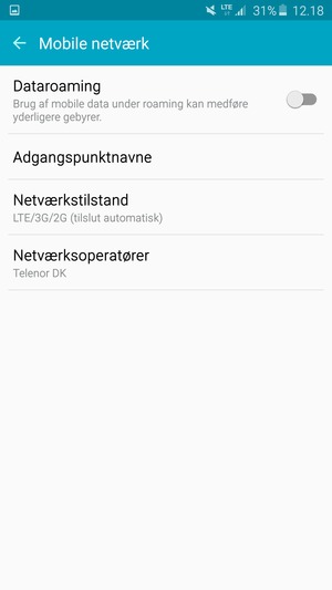 Vælg Netværkstilstand