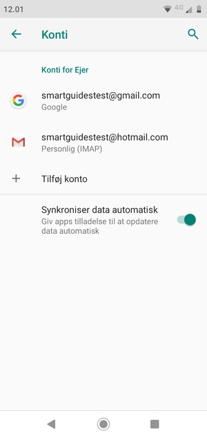Vælg din Google konto