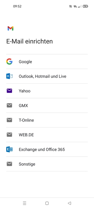 Wählen Sie Outlook, Hotmail und Live