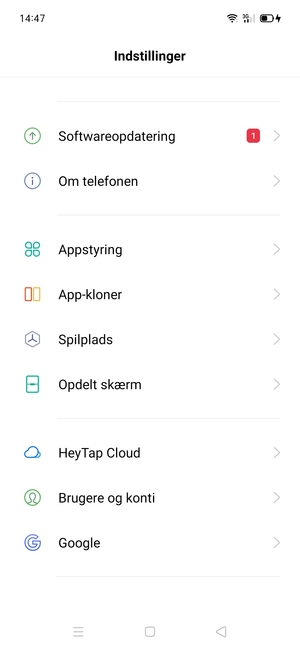 Scroll til og vælg Softwareopdatering