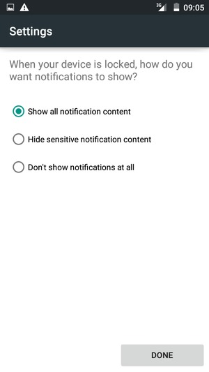 Select your preferred option and select DONE