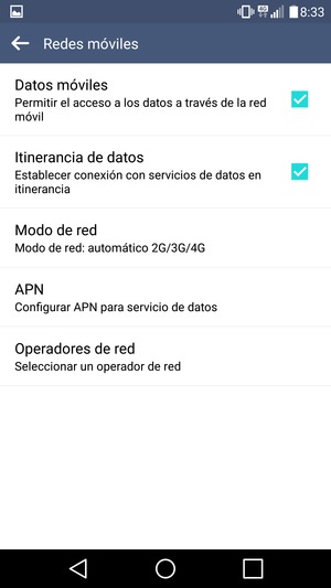 Activar o desactivar Itinerancia de datos