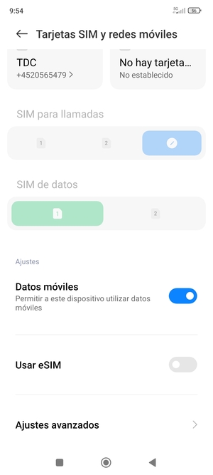 Desplácese y seleccione Ajustes avanzados