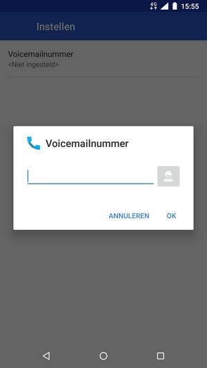 Voer het Voicemailnummer in en selecteer OK