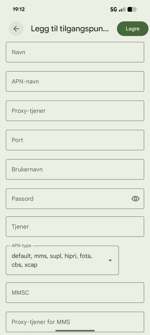 Skriv inn internett-informasjon