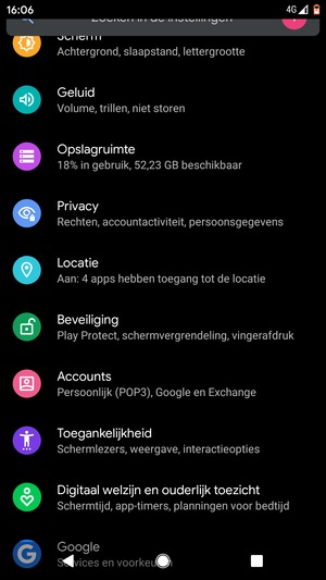 Scroll naar en selecteer Locatie