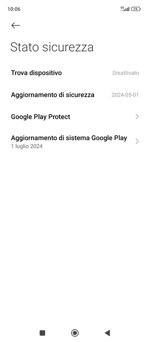 Seleziona Aggiornamento di sistema Google Play