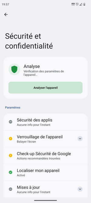 Sélectionnez Verrouillage de l'appareil