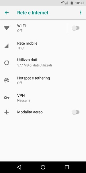 Seleziona Wi-Fi