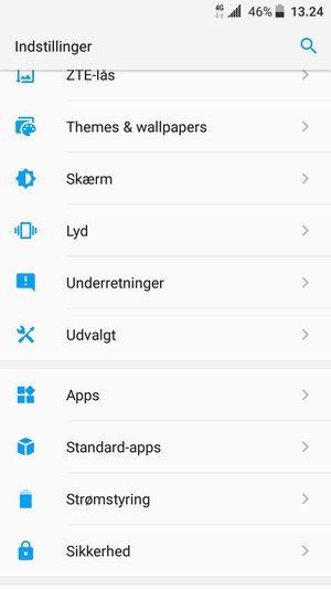 Scroll til og vælg Sikkerhed