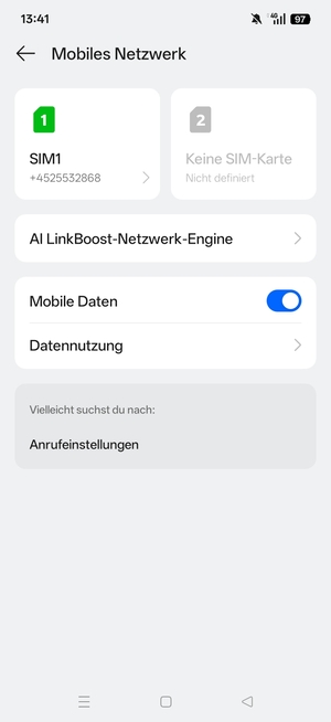 Wählen Sie SIM1 oder SIM2