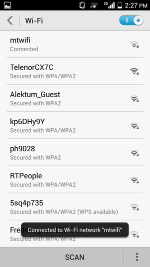 You are now connected to the Wi-Fi network