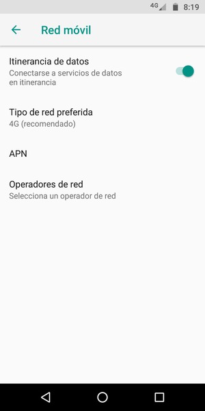 Activar o desactivar Itinerancia de datos