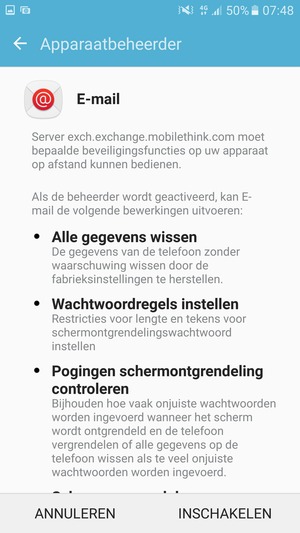 Selecteer INSCHAKELEN