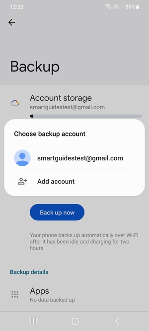 Select your backup account
