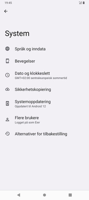 Velg Systemoppdatering
