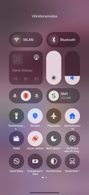 Wählen Sie Vibration, um in den Vibrations-Modus zu wechseln
