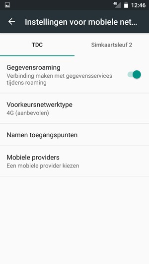Schakel Gegevensroaming in of uit