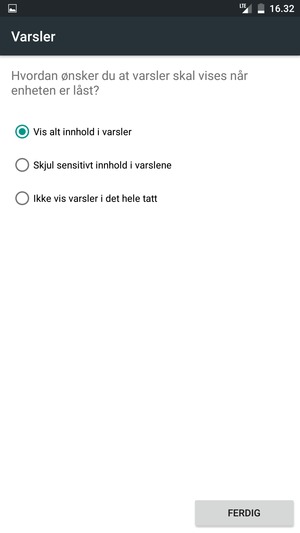 Velg ønsket alternativ og velg FERDIG