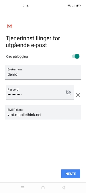 Skriv inn utgående serveradresse