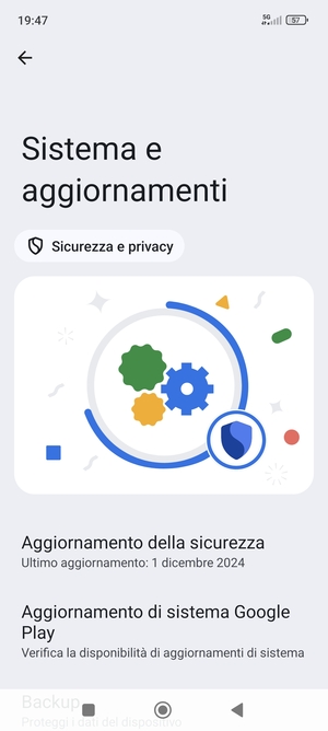 Seleziona Aggiornamento di sistema Google Play