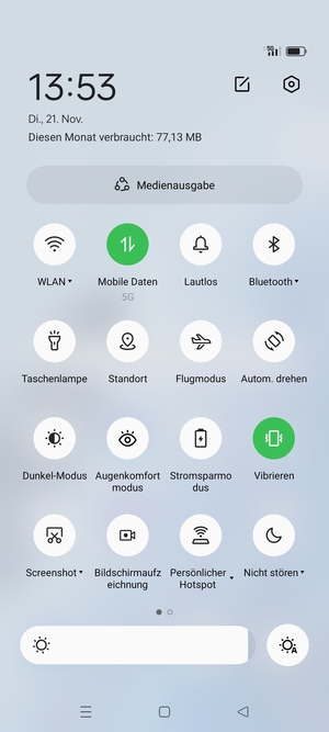 Wählen Sie Vibrieren, um in den Vibrations-Modus zu wechseln