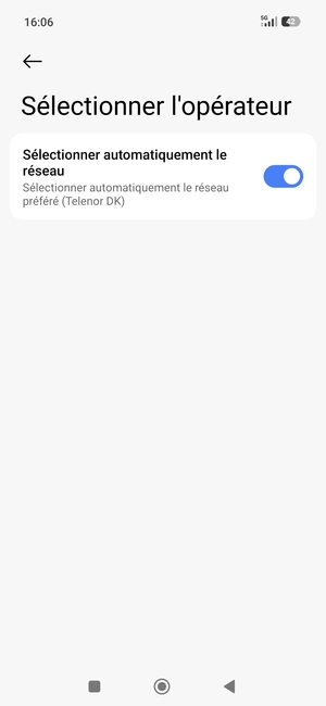 Désactiver le Sélectionner automatiquement le réseau
