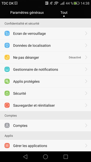 Faites défiler et sélectionnez Sécurité