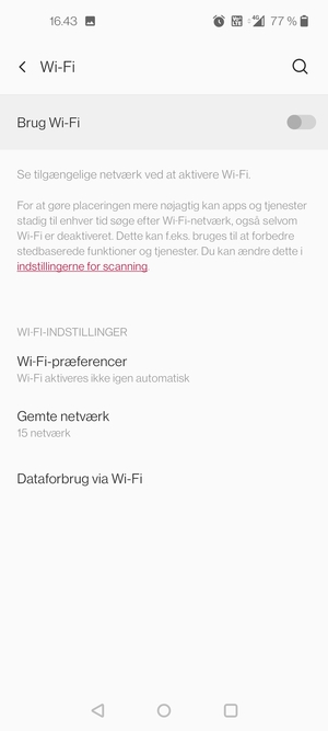 Aktiver Brug Wi-Fi