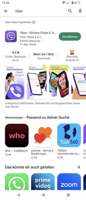 Wählen Sie die App