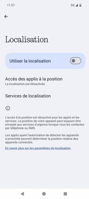Désactiver le Utiliser la localisation