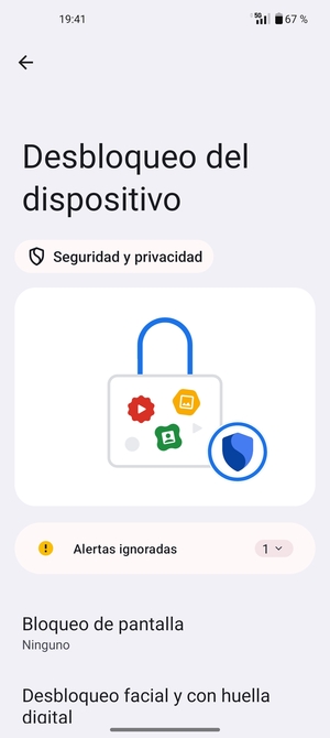 Seleccione Bloqueo de pantalla