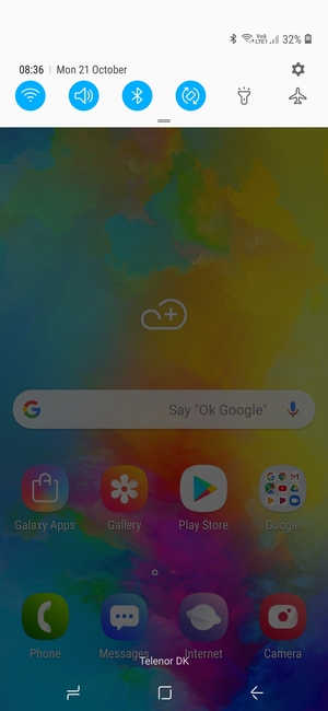 Slide down the top menu again