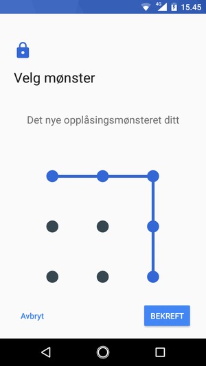 Tegn opplåsingsmønsteret igjen og velg BEKREFT