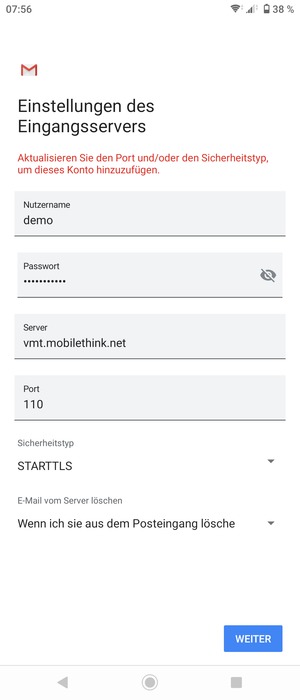 Wählen Sie Sicherheitstyp
