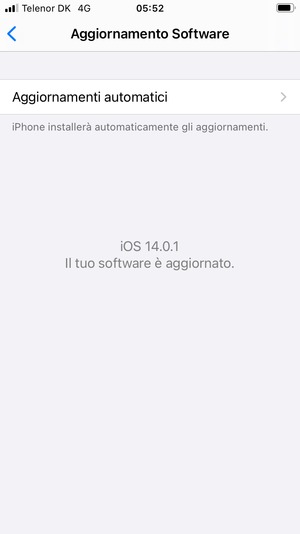 Se il tuo iPhone è aggiornato, vedrai la schermata seguente