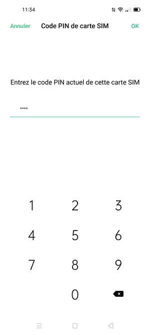 Saisissez votre code PIN actuel de cette carte SIM et sélectionnez OK