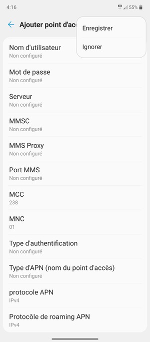 Sélectionnez le bouton du Menu