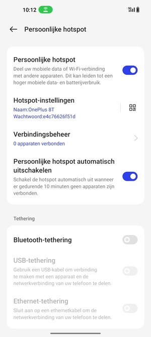 Uw telefoon is nu geïnstalleerd voor gebruik als modem
