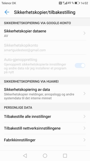 Velg Sikkerhetskopier dataene