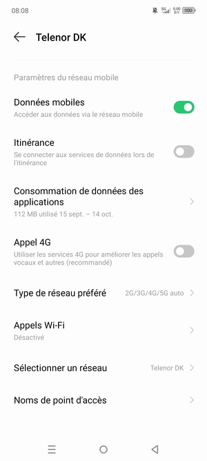 Faites défiler et sélectionnez Noms de point d'accès