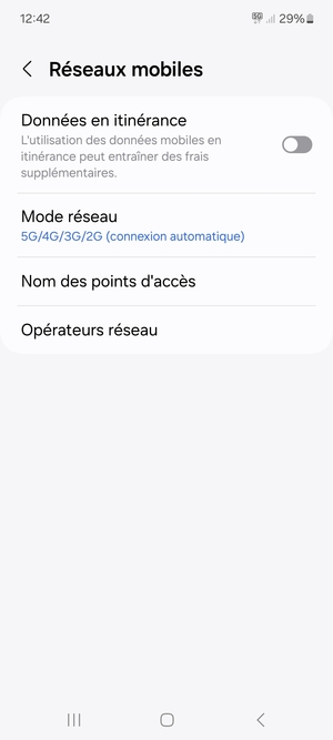 Pour changer de réseau en cas de problèmes de réseau, sélectionnez Opérateurs réseau