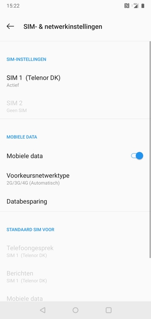 Selecteer SIM 1 of SIM 2