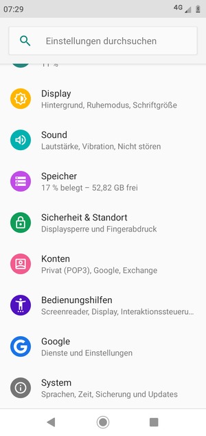 Scrollen Sie und wählen Sie System