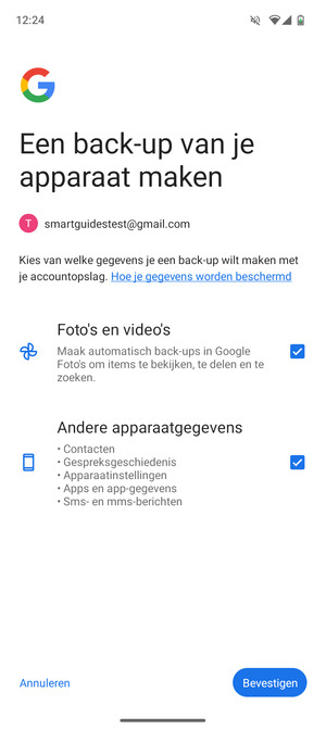 Selecteer uw voorkeursopties en selecteer Bevestigen