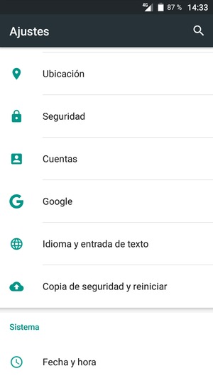 Desplácese y seleccione Cuentas