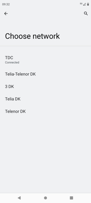 Select a network operator from the list