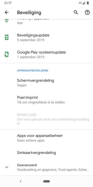Scroll naar en selecteer Simkaartvergrendeling